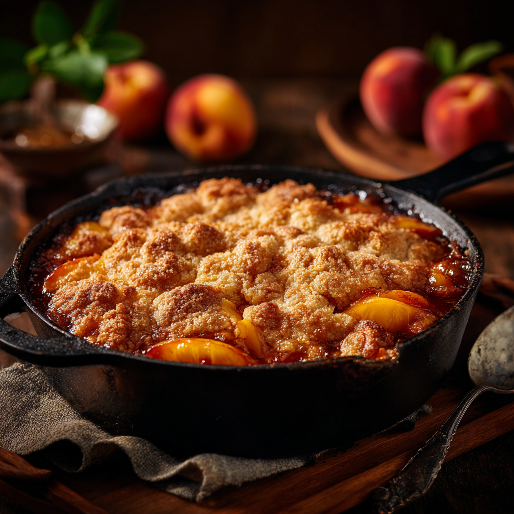 Dutch Oven Peach Cobbler